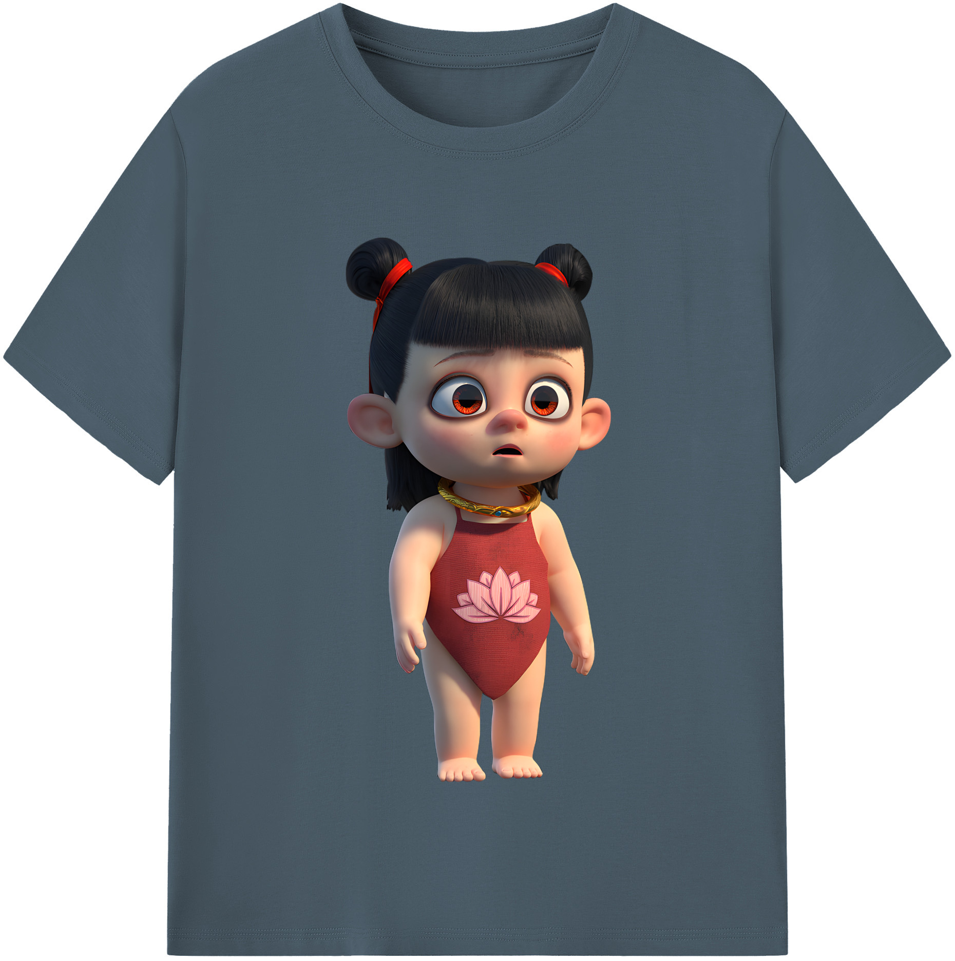 （画像用） Ne Zha 2 ナタ 魔童の大暴れ 綿100％半袖Tシャツ（フロントプリント）